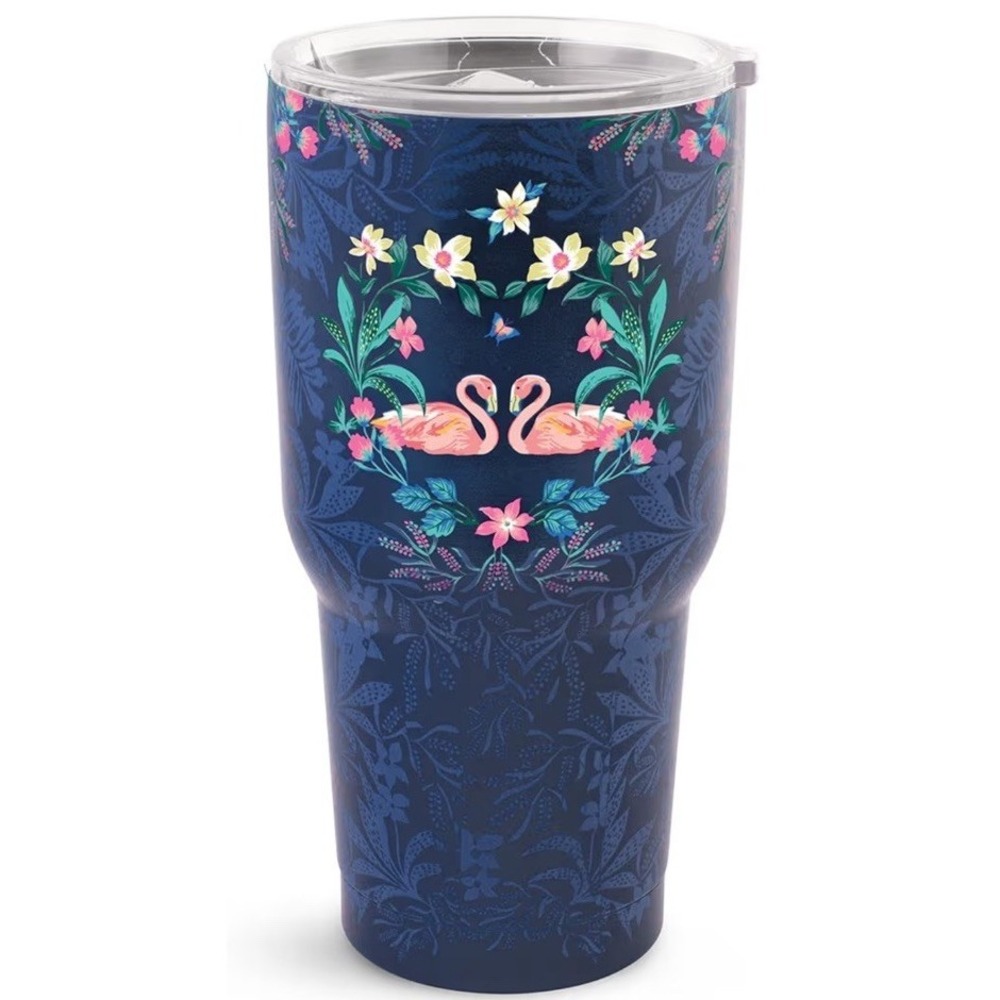 Vera Bradley Stainless Steel Large Tumbler Flamingo Garden Travel Cup 28oz